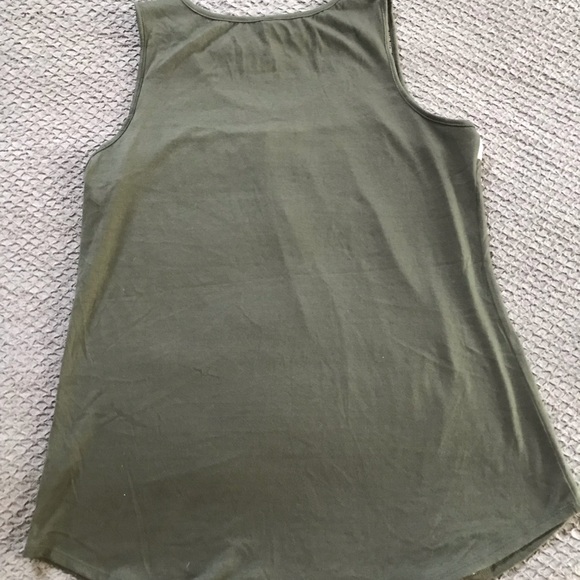 Bundle 3 for $10 Army green with cream eyelet accent tank top in EUC - Picture 2 of 7